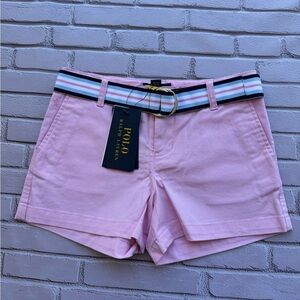 Polo Ralph Lauren Little Girls Belted Stretch Chino Shorts White Sz 6 - NWT